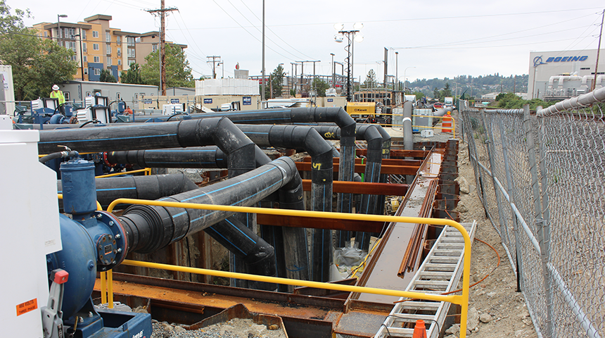 photo of pipes from the east side interceptor sewer rehabilitation in renton washington done by Carollo Engineers