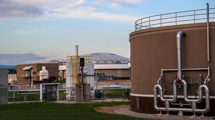 Outside tanks at the South Platte Renew Gas Recovery Facility
