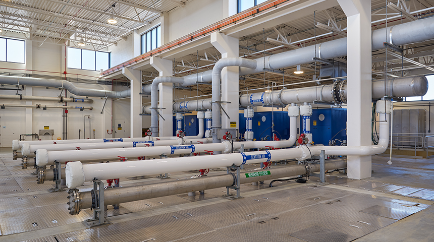Interior photo of the Oak Harbor Wastewater Treatment Plant as part of Carollo's work on the facility.