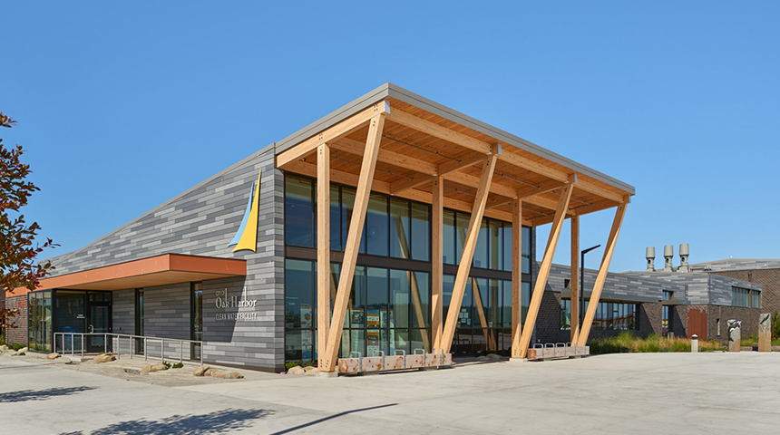 Exterior photo of the Oak Harbor Wastewater Treatment Plant as part of Carollo's work on the facility.