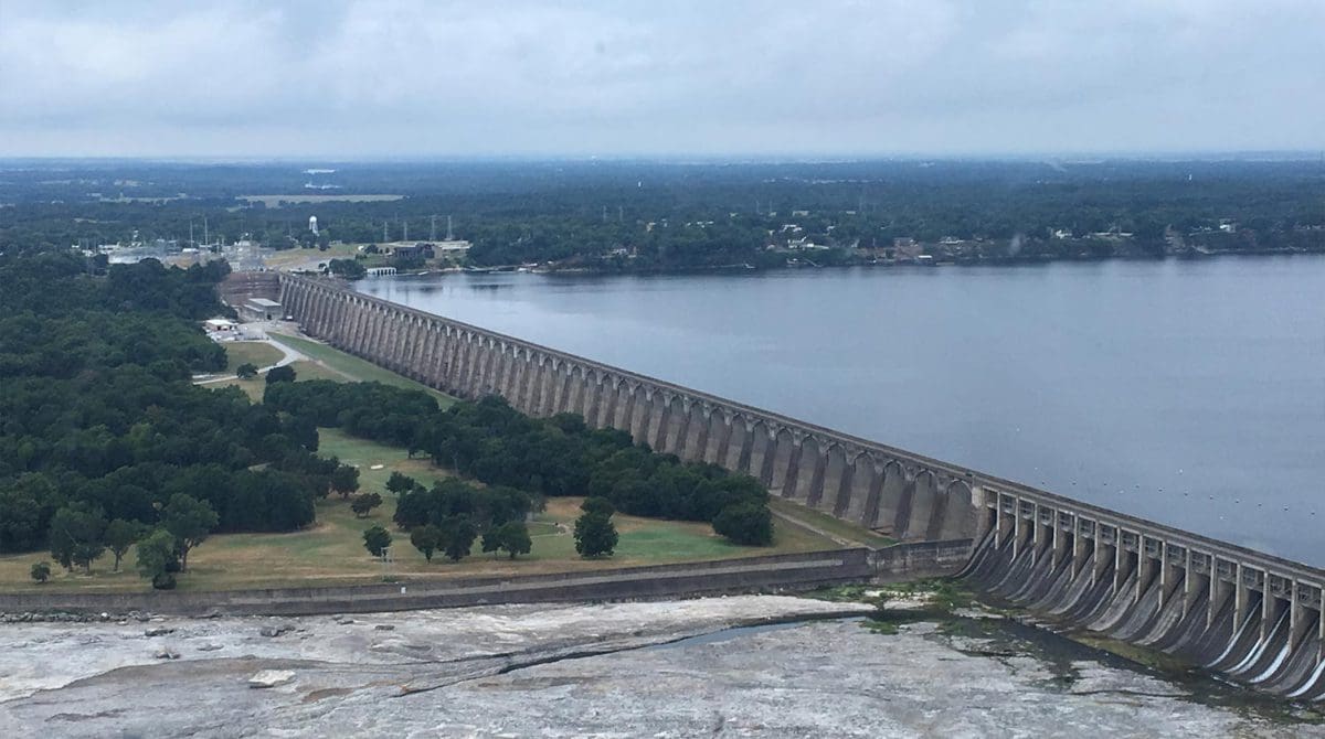 Aerial view of Grand River Dam