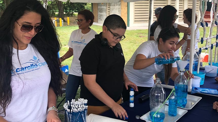 Carollo Cares event water experiment at booth