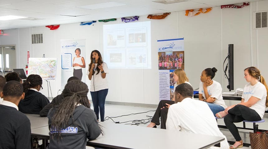 Carollo Cares event with Meera Victor speaking