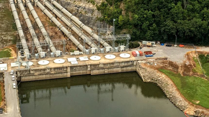 Aerial view of Grand River Dam