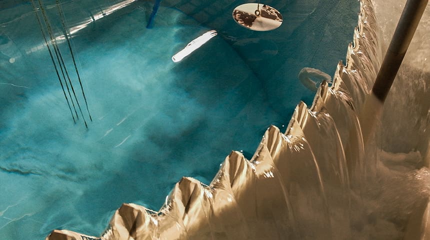 water flowing over weirs