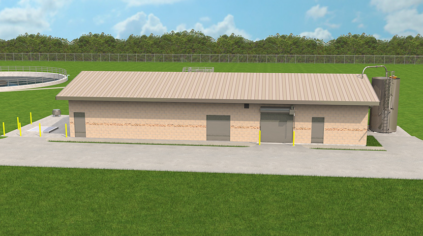 rendering of the Riverbend Water Reclamation Plant Expansion biomag building designed by Carollo Engineers