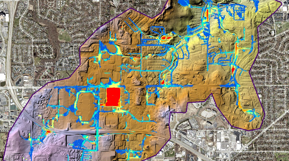 Modeling graphic from Madison, Wisconsin's Spring Harbor stormwater project by Carollo Engineers
