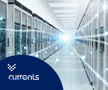 Cover of Currents 2025 volume 2 showing off a data center, representing private-public collaboration on water projects.