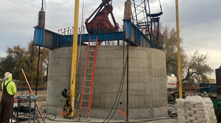 Construction photo of Aurora Colorado's North Campus Horizontal Well designed by Carollo Engineers.