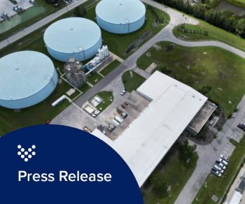 Aerial photo of a Carollo designed water treatment plant in Fort Myers, Florida.