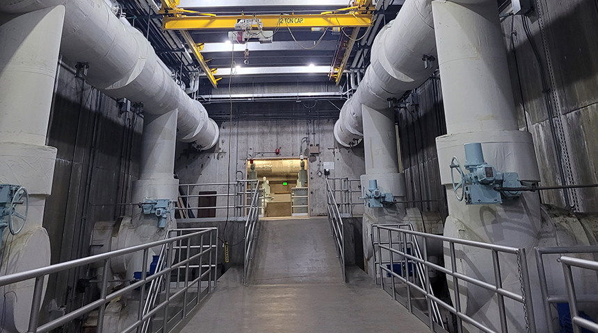 interior photos of the Jordan Valley Water Treatment Plant in Utah, showing off work from Carollo Engineers.