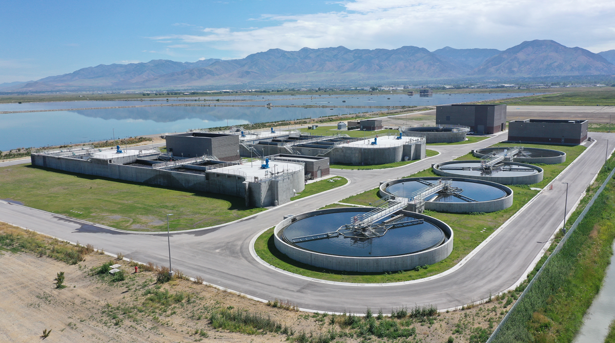 Arial photo of the completed Logan Regional Wastewater Treatment Facility designed by Carollo Engineers