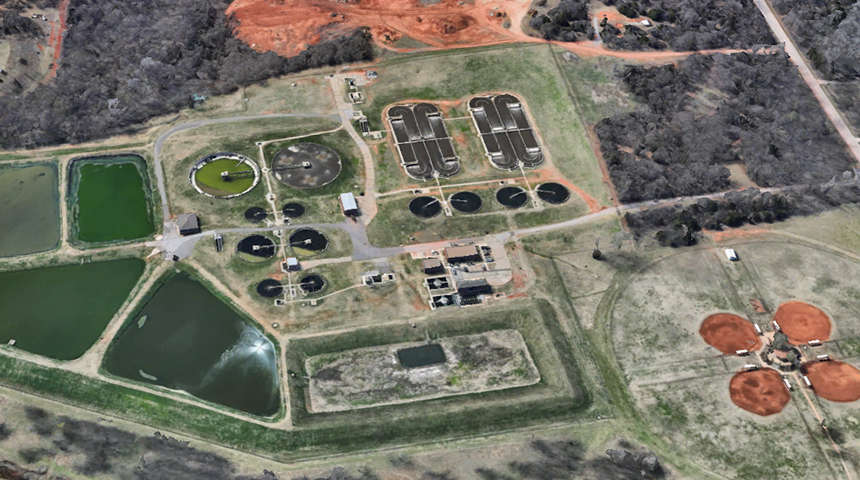 Arial photo of the Coffee Creek Water Resource Recovery Facility expansion in Edmond, Oklahoma performed by Carollo Engineers
