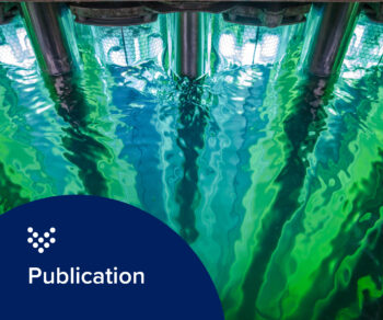 Photo of a UV (ultraviolet) disinfection system at work in a water system.